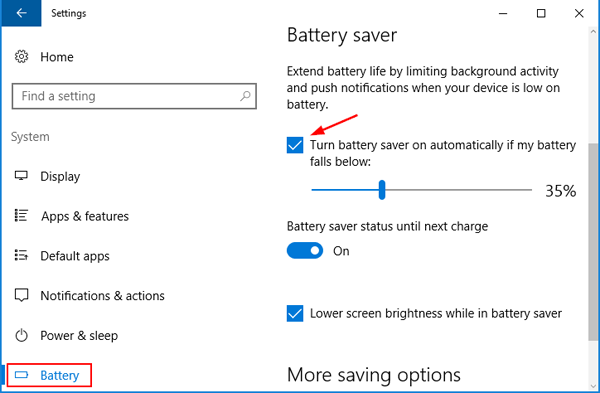 How to turn battery saver off